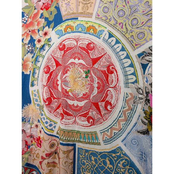 Johnny Was Boho Short Kimono Coverup Floral Pattern Embroidered Size L Large - Picture 5 of 9